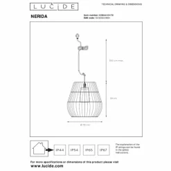Style Boho-Chic-Luminaires Lucide Suspension extérieure Lucide NERIDA Noir, 1 lumière