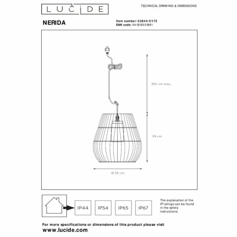 Style Boho-Chic-Luminaires Lucide Suspension extérieure Lucide NERIDA Noir, 1 lumière