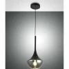 Suspension Verre Fumé-Luminaires Fabas Luce Suspension Fabas Luce Apollo Noir, 1 lumière