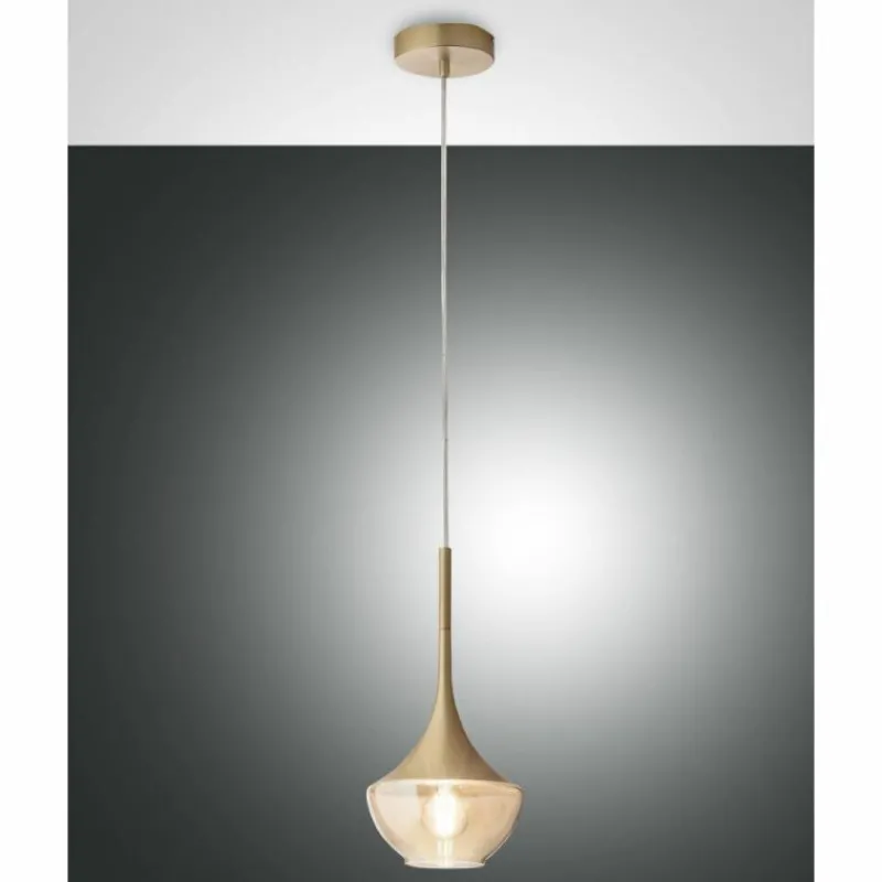 Luminaires Fabas Luce Suspension Fabas Luce Apollo Laiton, 1 lumière