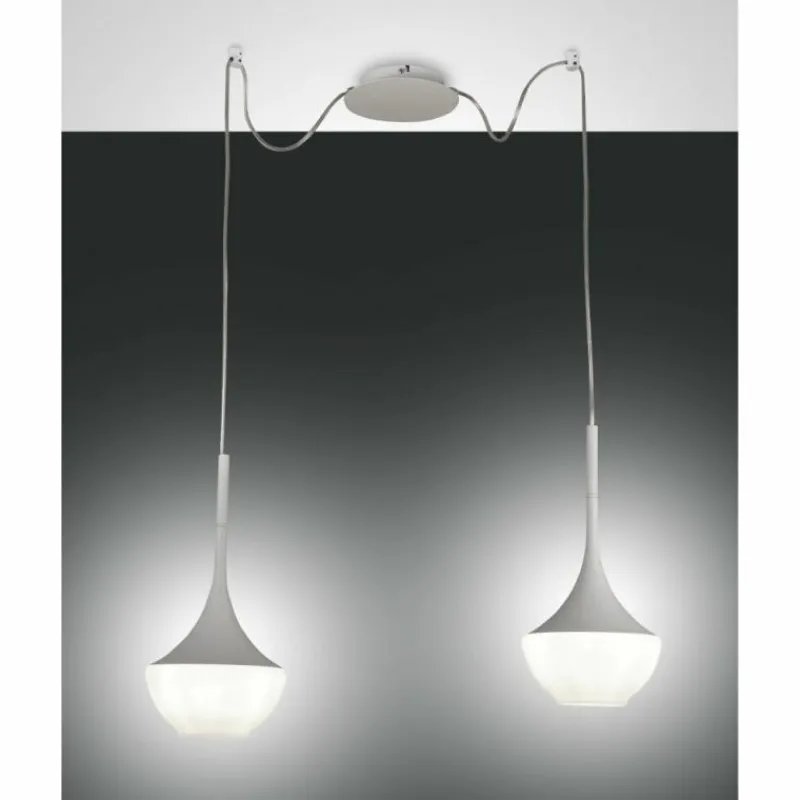 Luminaires Fabas Luce Suspension Fabas Luce Apollo Blanc, 2 lumières