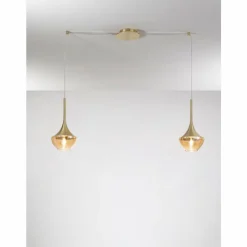 Luminaires Fabas Luce Suspension Fabas Luce Apollo Laiton, 2 lumières