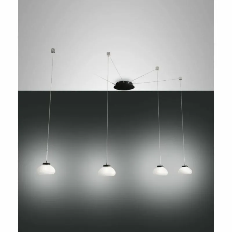 Luminaires Fabas Luce Suspension Fabas Luce Arabella LED Noir, 4 lumières