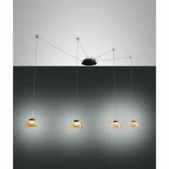 Luminaires Fabas Luce Suspension Fabas Luce Arabella LED Noir, 4 lumières