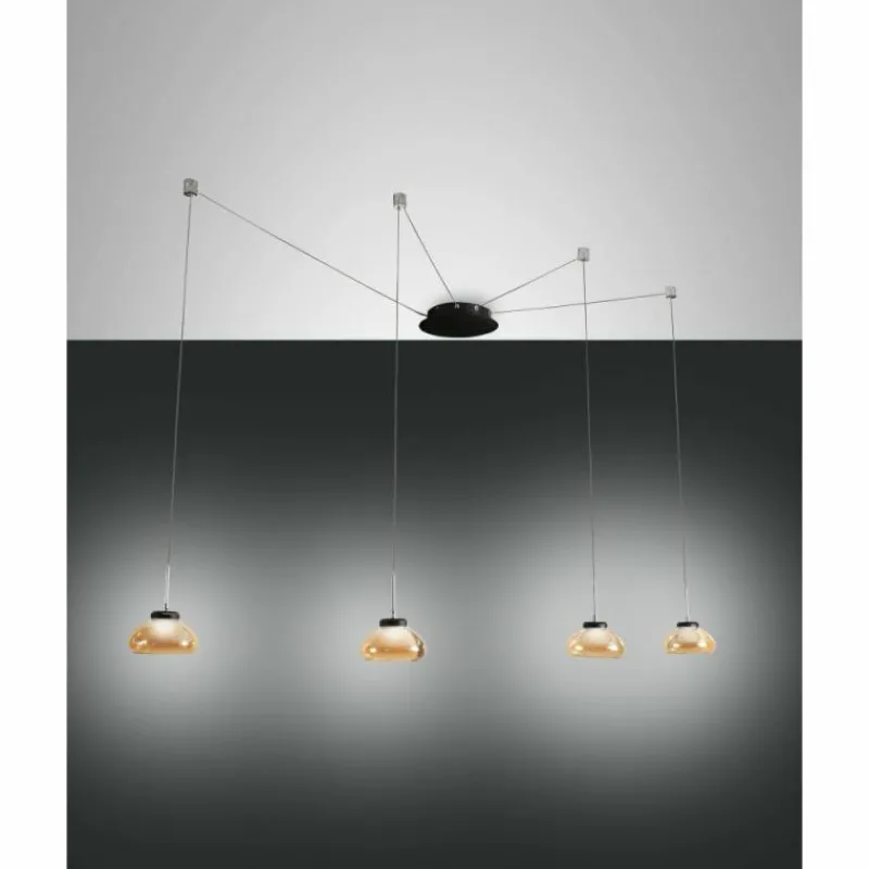 Luminaires Fabas Luce Suspension Fabas Luce Arabella LED Noir, 4 lumières