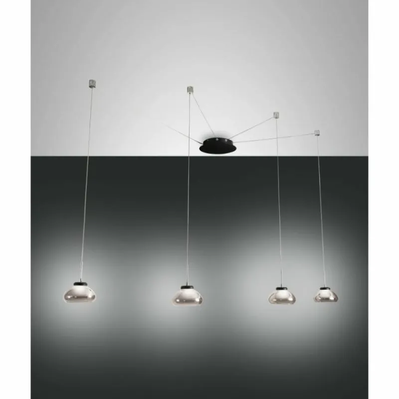Luminaires Fabas Luce Suspension Fabas Luce Arabella LED Noir, 4 lumières