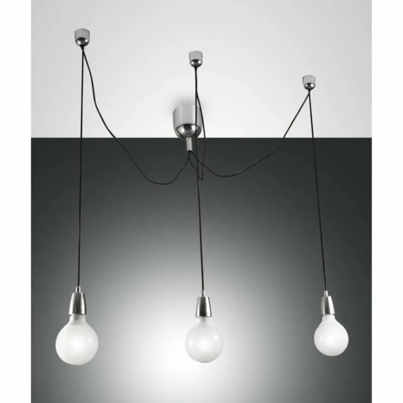 Luminaires Fabas Luce Suspension Fabas Luce Blog Chrome, Noir, 3 lumières* Suspensions