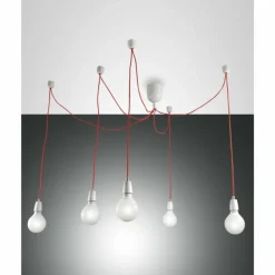 Luminaires Fabas Luce Suspension Fabas Luce Blog Rouge, Blanc, 5 lumières* Suspensions