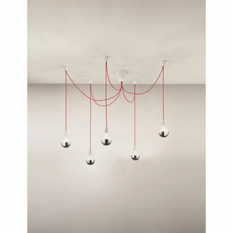 Luminaires Fabas Luce Suspension Fabas Luce Blog Rouge, Blanc, 5 lumières* Suspensions