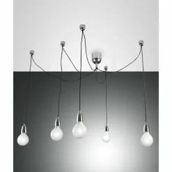 Luminaires Fabas Luce Suspension Fabas Luce Blog Chrome, Noir, 5 lumières* Suspensions