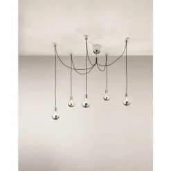 Luminaires Fabas Luce Suspension Fabas Luce Blog Chrome, Noir, 5 lumières* Suspensions