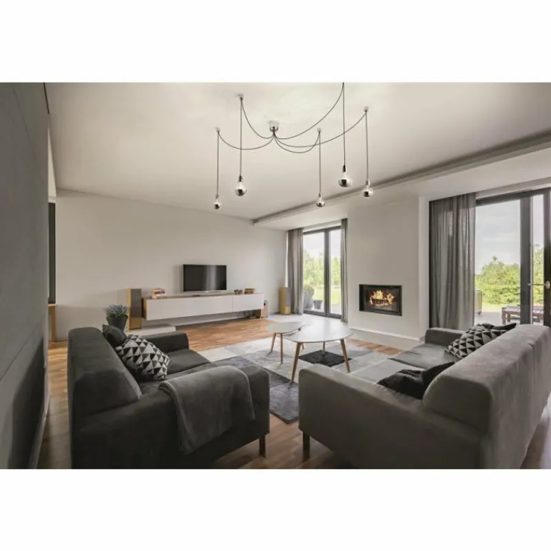 Luminaires Fabas Luce Suspension Fabas Luce Blog Chrome, Noir, 5 lumières* Suspensions