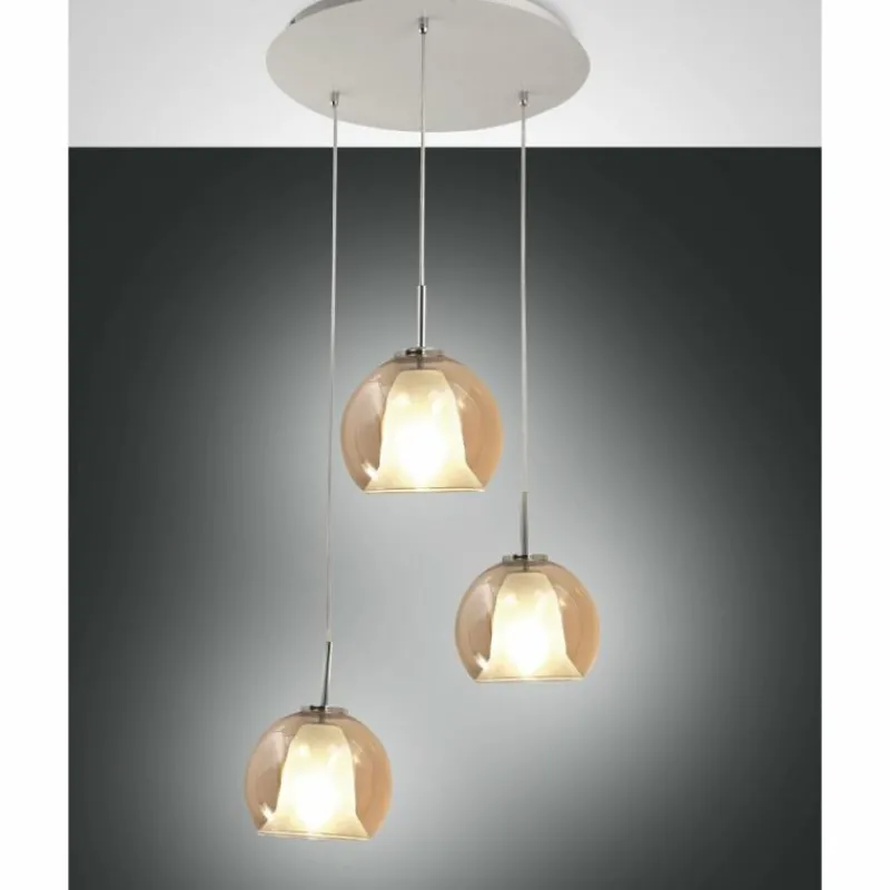 Luminaires Fabas Luce Suspension Fabas Luce Bretagna Blanc, 3 lumières* Suspensions
