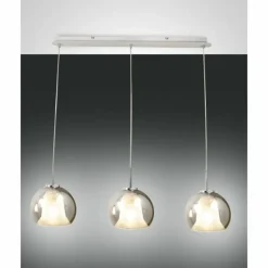 Suspension Verre Fumé-Luminaires Fabas Luce Suspension Fabas Luce Bretagna Blanc, 3 lumières