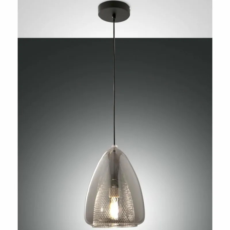 Luminaires Fabas Luce Suspension Fabas Luce Britton Noir, 1 lumière