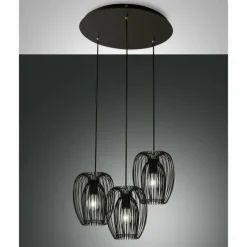 Lampes Vintages & Rétros-Luminaires Fabas Luce Suspension Fabas Luce Camp Noir, 3 lumières