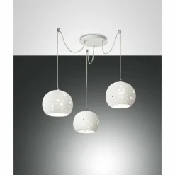 Lampes À Boules-Luminaires Fabas Luce Suspension Fabas Luce Corvara Blanc, 3 lumières