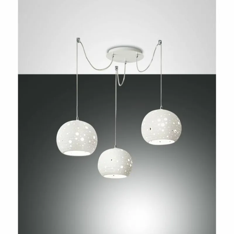 Lampes À Boules-Luminaires Fabas Luce Suspension Fabas Luce Corvara Blanc, 3 lumières
