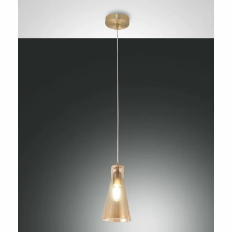 Luminaires Fabas Luce Suspension Fabas Luce Dafne Laiton, 1 lumière
