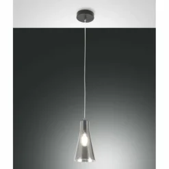 Suspension Verre Fumé-Luminaires Fabas Luce Suspension Fabas Luce Dafne Noir, 1 lumière