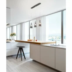 Suspension Verre Fumé-Luminaires Fabas Luce Suspension Fabas Luce Dafne Noir, 3 lumières