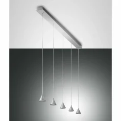 Luminaires Fabas Luce Suspension Fabas Luce Delta LED Aluminium, 5 lumières* Éclairage Led