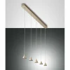 Lampes Dorées-Luminaires Fabas Luce Suspension Fabas Luce Delta LED Or, 5 lumières