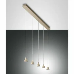 Lampes Dorées-Luminaires Fabas Luce Suspension Fabas Luce Delta LED Or, 5 lumières