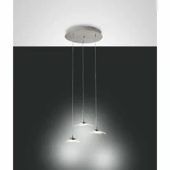 Luminaires Fabas Luce Suspension Fabas Luce Desus LED Nickel mat, 3 lumières