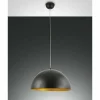 Lampes Dorées-Luminaires Fabas Luce Suspension Fabas Luce DINGLE Or, Noir, 1 lumière