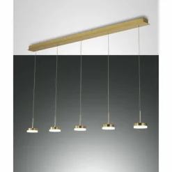Luminaires Fabas Luce Suspension Fabas Luce Dunk LED Laiton, 5 lumières