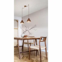 Style Boho-Chic-Luminaires Fabas Luce Suspension Fabas Luce Esino Bois foncé, 2 lumières