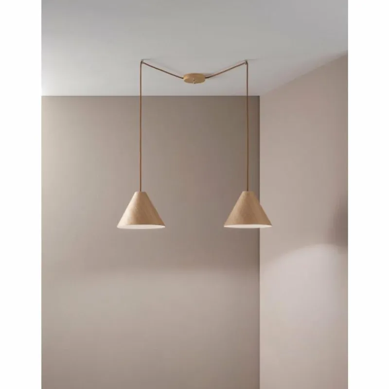 Style Boho-Chic-Luminaires Fabas Luce Suspension Fabas Luce Esino Bois clair, 2 lumières
