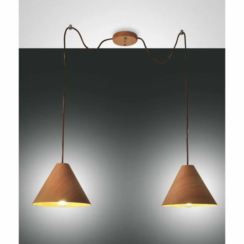 Style Boho-Chic-Luminaires Fabas Luce Suspension Fabas Luce Esino Bois clair, 2 lumières