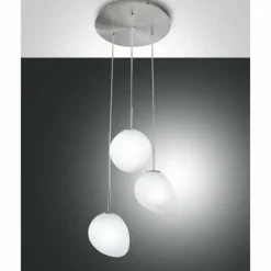 Luminaires Fabas Luce Suspension Fabas Luce Evo LED Nickel mat, 3 lumières