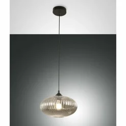 Suspension Verre Fumé-Luminaires Fabas Luce Suspension Fabas Luce Fiordaliso Noir, 1 lumière