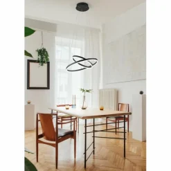 Luminaires Fabas Luce Suspension Fabas Luce Giotto LED Noir, 1 lumière