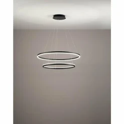 Luminaires Fabas Luce Suspension Fabas Luce Giotto LED Noir, 2 lumières