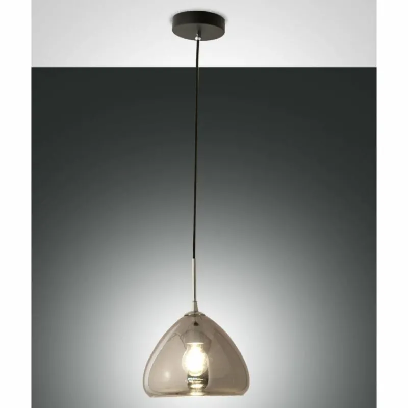 Suspension Verre Fumé-Luminaires Fabas Luce Suspension Fabas Luce Glow Noir, 1 lumière