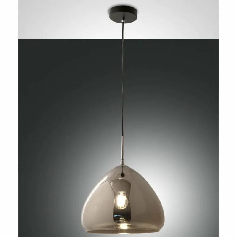 Suspension Verre Fumé-Luminaires Fabas Luce Suspension Fabas Luce Glow Noir, 1 lumière