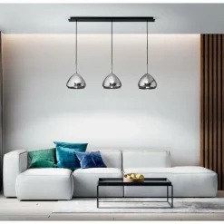 Suspension Verre Fumé-Luminaires Fabas Luce Suspension Fabas Luce Glow Noir, 3 lumières