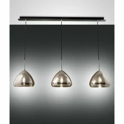Suspension Verre Fumé-Luminaires Fabas Luce Suspension Fabas Luce Glow Noir, 3 lumières