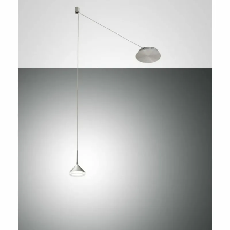 Luminaires Fabas Luce Suspension Fabas Luce Isabella LED Aluminium, Chrome, Nickel mat, 1 lumière