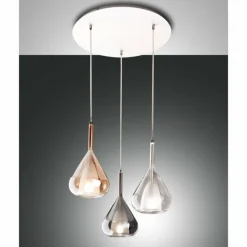 Luminaires Fabas Luce Suspension Fabas Luce Lila Blanc, 3 lumières