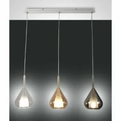 Luminaires Fabas Luce Suspension Fabas Luce Lila Ambre, Gris, 3 lumières
