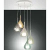 Suspension Verre Fumé-Luminaires Fabas Luce Suspension Fabas Luce Lila Blanc, 5 lumières