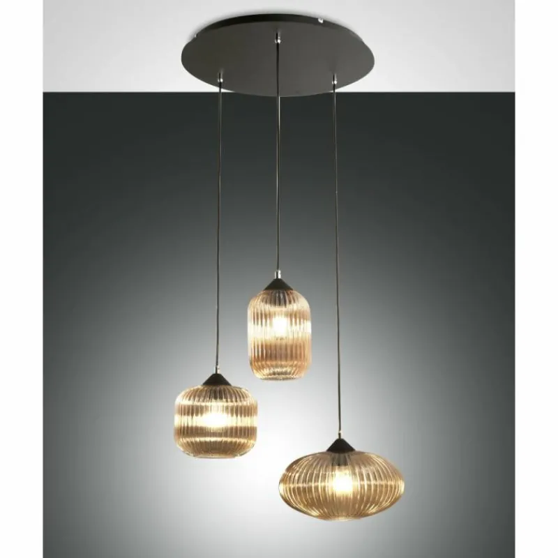 Luminaires Fabas Luce Suspension Fabas Luce Nordal Noir, 3 lumières
