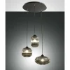 Suspension Verre Fumé-Luminaires Fabas Luce Suspension Fabas Luce Nordal Noir, 3 lumières