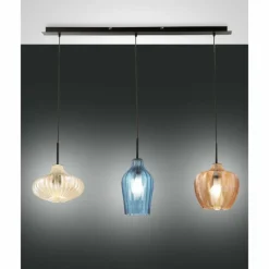 Luminaires Fabas Luce Suspension Fabas Luce Olbia Noir, 3 lumières