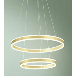 Lampes Dorées-Luminaires Fabas Luce Suspension Fabas Luce Palau LED Or, 2 lumières